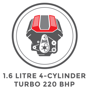 1.6 Litre 4-Cylinder Turbo Engine, Producing 220BHP